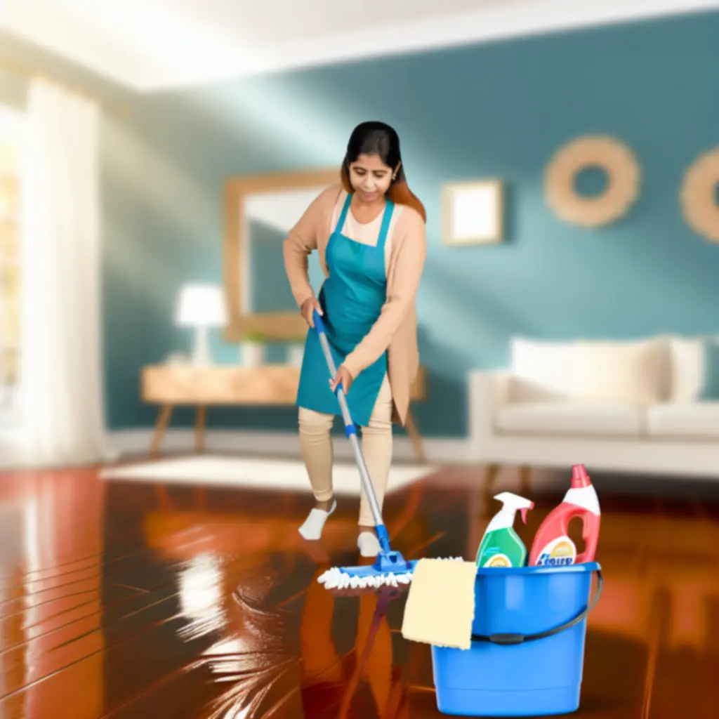 Scena mycia podłogi